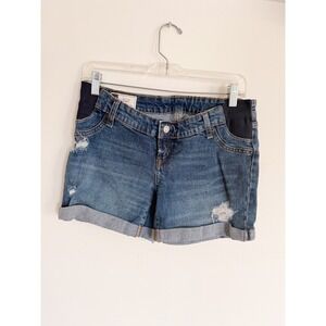 GAP Maternity Denim Shorts Distressed Cuffed Blue Size 4R
